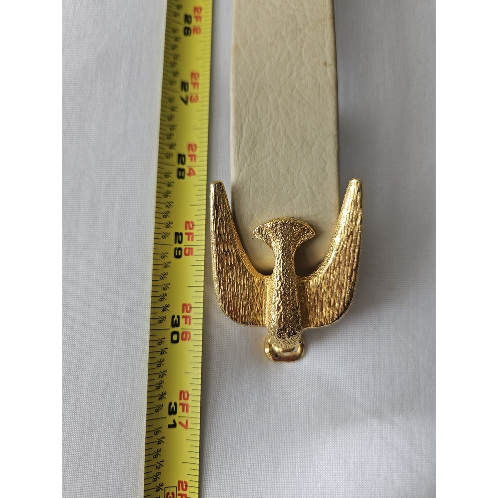 Vtg 1973 Mimi Di N Ivory Cream Leather Gold Buckle Love Birds Sparrows Belt - Picture 10 of 12